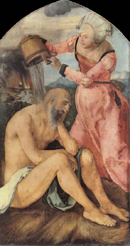Albrecht Durer Job Castigated by his wife oil painting picture